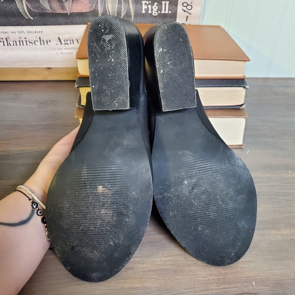 DSW Its OK Kiara Open Toe Booties Black Leather Heels Ankle Strap womens sz 8 - Picture 2 of 9